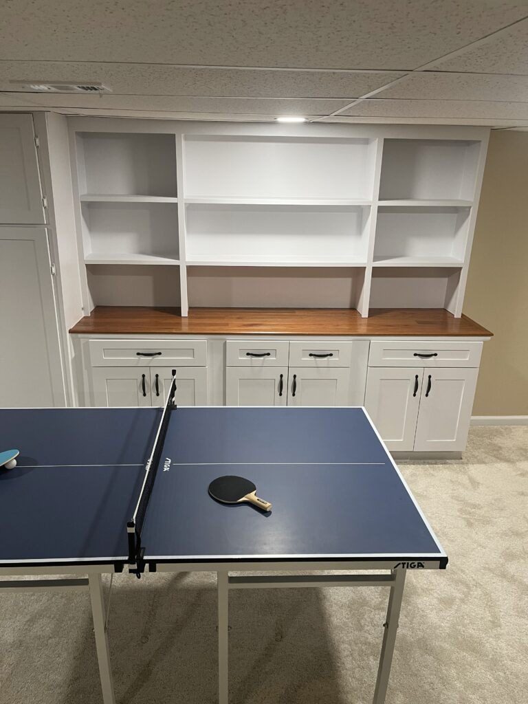 Custom built in cabinets and shelves built by Tussel Home Remodeling in Strongsville, Ohio